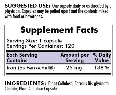 Iron 25 mg Bio-Max Series Capsules – Hypo – 120 ct