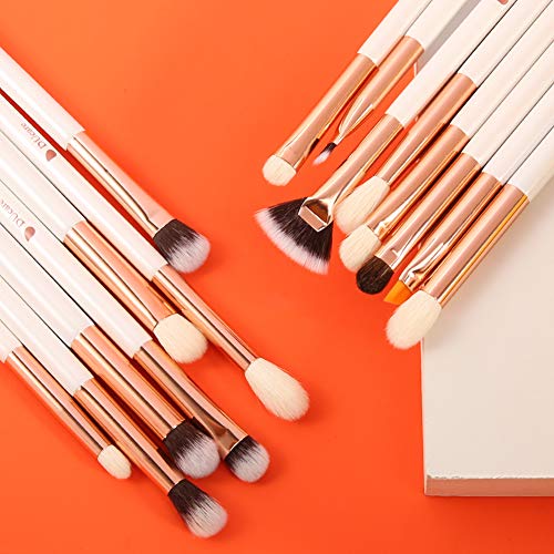 DUcare Eyeshadow Brushes Set 15Pcs White Eye Makeup Brushes Professional Eye Shadow Blending Concealer Eyebrow Eyelash…