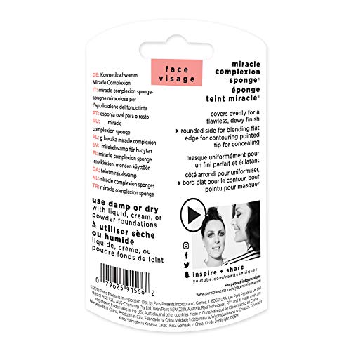 Real Techniques Miracle Complexion Sponge, Makeup Blending Sponge, For Foundation, Offers Light To Medium Coverage…