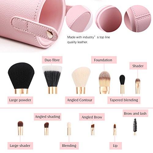 Zoreya Makeup Brush Set 12pcs Pink Synthetic Makeup Brushes Travel Set With Holder Makeup Brush Organizer Foundation…