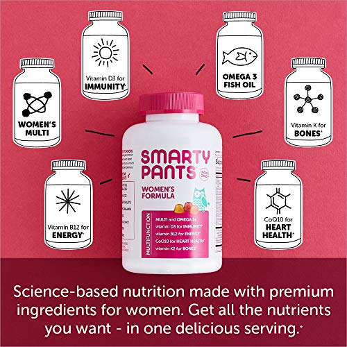 SmartyPants Women’s Formula Gummy Vitamins: Gluten Free, Multivitamin, CoQ10, Folate (Methylfolate), Vitamin K2, Vitamin…