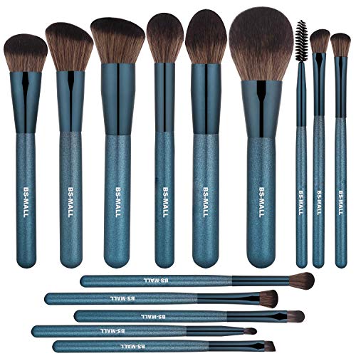 BS-MALL Makeup Brush Set 14Pcs Premium Synthetic Professional Makeup Brushes Foundation Powder Blending Concealer Eye…