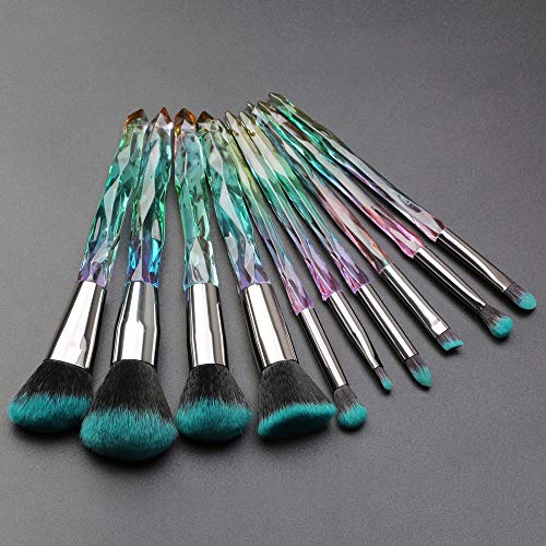 Kingtree Makeup Brush Set 10 PCS Crystal Makeup Brushes, Premium Synthetic Bristles Powder Foundation Blush Concealer…