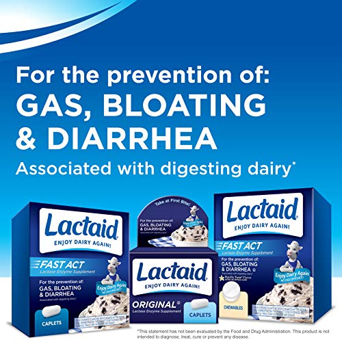 Lactaid Original Strength Lactose Intolerance Relief Caplets with Natural Lactase Enzyme, 120 ct