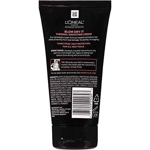 L’Oréal Paris Advanced Hairstyle BLOW DRY IT Thermal Smoother Cream, 5.1 fl. oz.