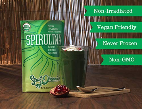Organic Spirulina Powder Pure and Raw – Purest Green Algae Superfood, Supports Vitality and Glowing Skin, Hair and Face…