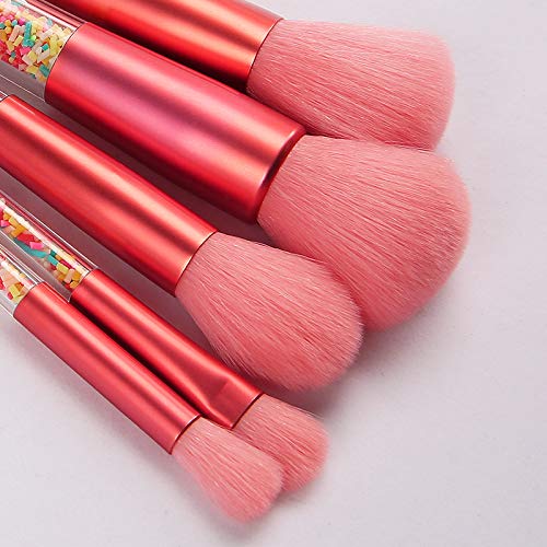 Cute Makeup Brush Set-5pcs Candy Quicksand Transparent Handle Makeup Brushes Set For Blush, Foundation, Eyebrow…