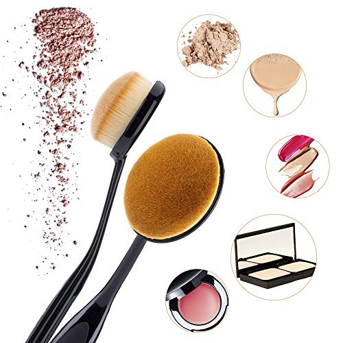 Duorime New 7pcs Black Oval Toothbrush Makeup Brush Set Cream Contour Powder Concealer Foundation Eyeliner Cosmetics…