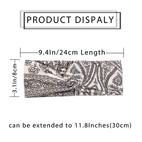 Gortin Boho Headbands Green Stretch Criss Cross Head Bands Yoga Elastic Hair Bands Wide Sweatband Workout Headband…