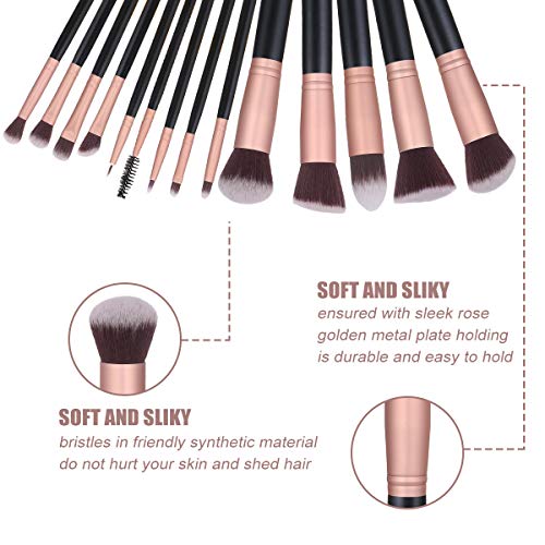 Akstore Makeup Brushes 16 Pcs Makeup Brush Set Travel makeup brush set (Rose Gold)