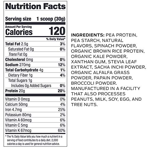 Vega Protein and Greens Vegan Protein Powder Vanilla (25 Servings) – 20g Plant Based Protein Plus Veggies, Vegan, Non…
