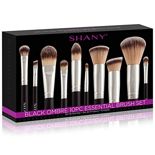 SHANY Black OMBRÉ Pro 10 PC Essential Brush Set with Travel Pouch