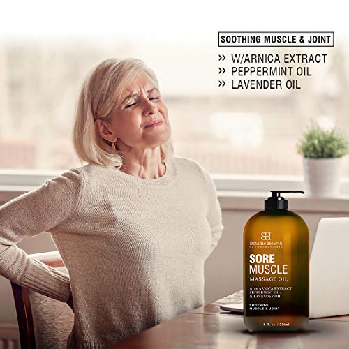 BOTANIC HEARTH Sore Muscle Massage Oil – with Arnica Montana Extract and Essential Oils – Warming and Relaxing – Soothes…