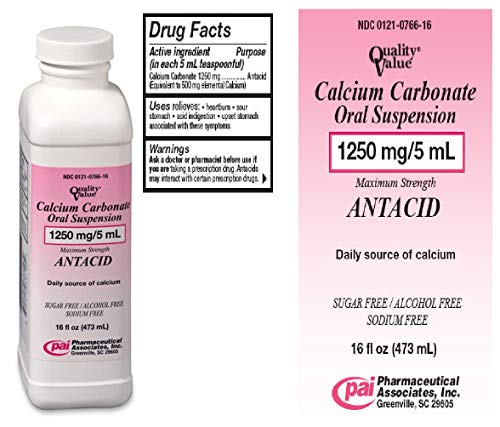 Calcium Carbonate Oral Suspension 1250mg/5 ml – 16 Oz.