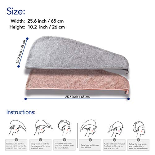 Ultra-Fine Microfiber Hair Drying Towels Thicken Cap with Button – Hair Towel Original Magic Instant Hair Dry Wrap for…