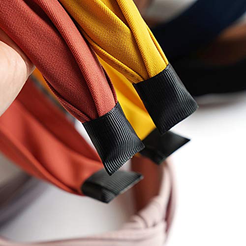 6 Pack Wide Plain Headbands,Unime Twist Knot Turban Headband Yoga Hair Band Fashion Elastic Hair Accessories for Women…