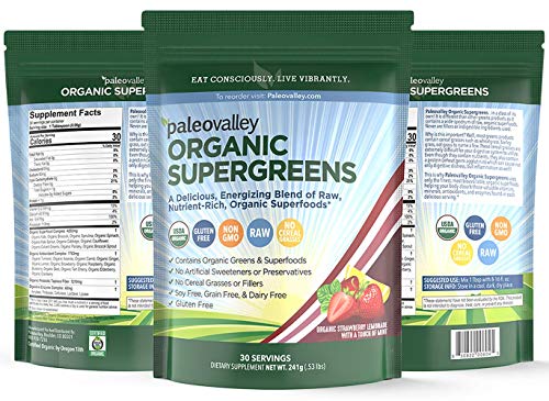 Paleovalley Organic Supergreens – Organic Greens Powder Superfood for Immune Support – Paleo Green Powder Blend – 28…