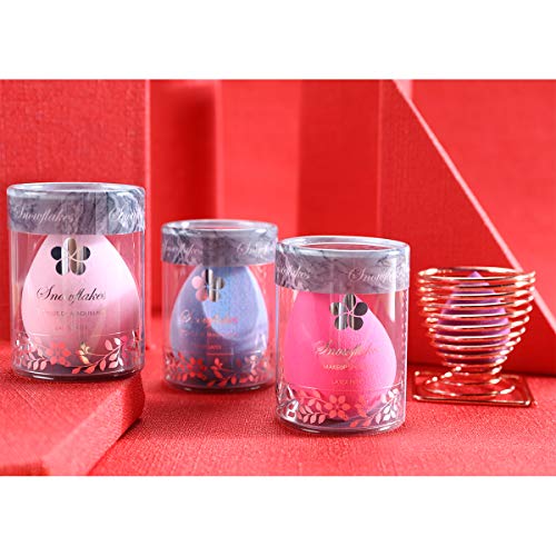 Snowflakes Microfiber Velvet Beauty Sponge with Makeup Blender Holder Set 5 PCS, Flawless Blender Sponge for Foundations…