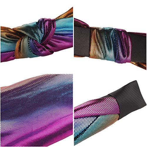 Headbands for Teens Girls Women, Funtopia 9 Pcs Shiny Metallic Headbands Colorful Mermaid Knotted Head Bands, Fashion…