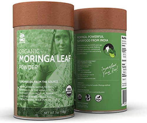 OMG! Superfoods Organic Moringa Powder – 100% Pure, USDA Certified Organic – Good Source of Calcium, Iron, Vitamin A…