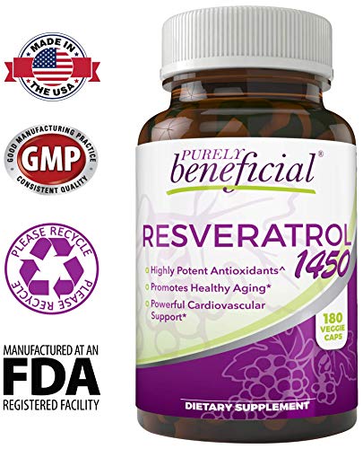 RESVERATROL1450-90day Supply, 1450mg per Serving of Potent Antioxidants & Trans-Resveratrol, Promotes Anti-Aging…