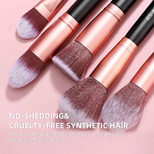 BS-MALL Makeup Brushes Premium Synthetic Foundation Powder Concealers Eye Shadow Makeup Brush Sets, Rose Golden, 17 Pcs