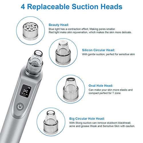 Blackhead Remover Vacuum-Pore Cleaner Vacuum Electric Suction Facial Comedo Acne Extractor Tool with LED Display for…