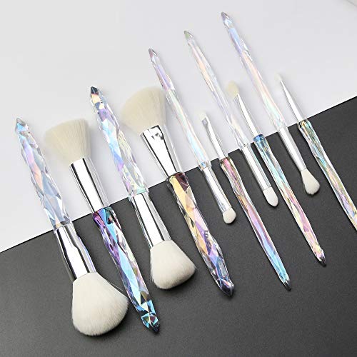 Makeup Brushes Crystal Handle Set, Tenmon 10 PCS Crystal Transparent Handle Kabuki Powder Foundation Brush Concealer Eye…
