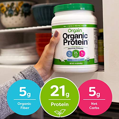 Orgain Organic Vegan Protein Powder, Vanilla Bean – 21g of Plant Based Protein, Low Net Carbs, Non Dairy, Gluten Free…