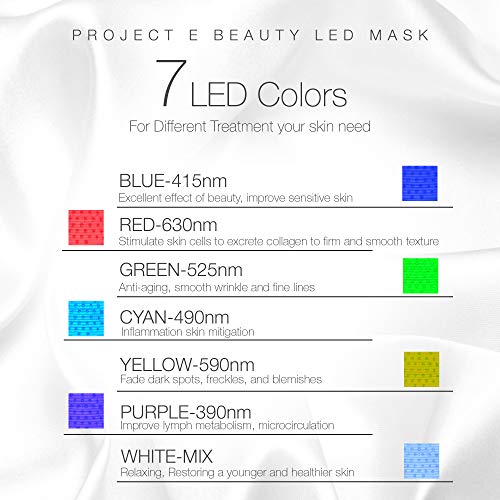 Project E Beauty 7 Colors LED Face Mask Light Therapy Anti-Aging Facial Skincare Routine | Skin Tightening | Calm…
