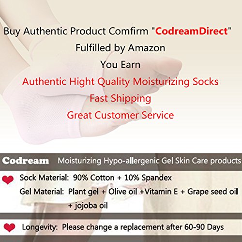 Codream Vented Moisturizing Socks Lotion Gel for Dry Cracked Heels, Spa Gel Socks Humectant Moisturizer Heel Balm Foot…