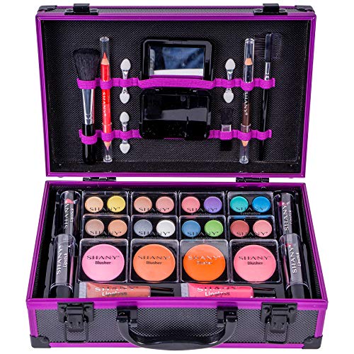 SHANY Carry All Makeup Train Case with Pro Teen Makeup Set, Makeup Brushes, Lipsticks, Eye Shadows, Blushes, and more…