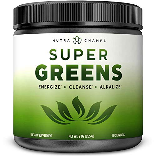 Super Greens Powder Premium Superfood | 20+ Organic Green Veggie Whole Foods | Wheat Grass, Spirulina, Chlorella & More…