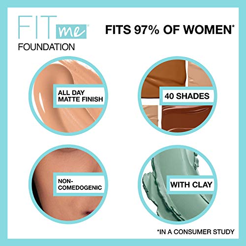 Maybelline Fit Me Matte + Poreless Liquid Foundation Makeup, Natural Ivory, 1 fl; oz; Oil-Free Foundation