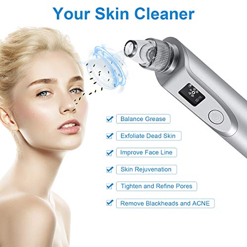 Blackhead Remover Vacuum-Pore Cleaner Vacuum Electric Suction Facial Comedo Acne Extractor Tool with LED Display for…