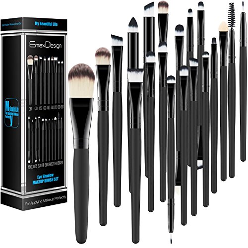 EmaxDesign 20 Pieces Makeup Brush Set Professional Face Eye Shadow Eyeliner Foundation Blush Lip Makeup Brushes Powder…