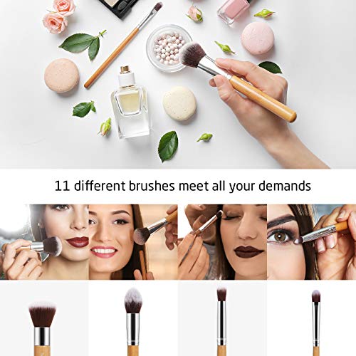 Syntus Makeup Brush Set, 11 Makeup Brushes & 4 Blender Sponges & 1 Brush Cleaner Premium Synthetic Foundation Powder…