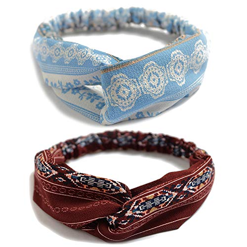 LASAION Headbands for Women 10 Pack Twist Knotted Stretchy Hair Bands