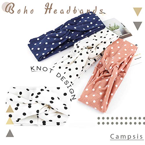 Campsis Fashion Headbands White Criss Cross Hairbands Strecthy Knotted Head Wrap for Women and Girls(Pack of 3)