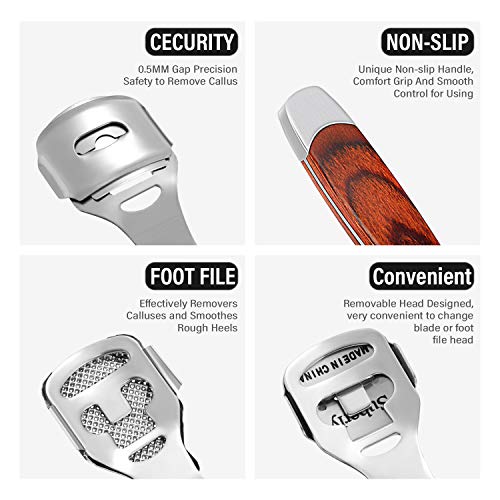 24 Pieces in Total, Callus Remover for Feet Set, Include 20 Replacement Blades 2 Callus Shavers Wooden Handle and 2 Foot…