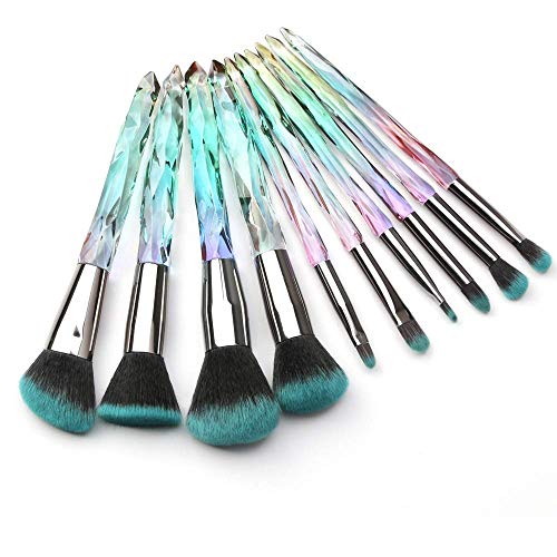 Kingtree Makeup Brush Set 10 PCS Crystal Makeup Brushes, Premium Synthetic Bristles Powder Foundation Blush Concealer…