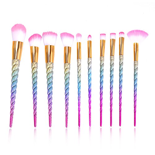 16PCS Makeup Brush Set, MYSWEETY 2020 12PCS Foundation Colorful Unicorn Blending Cosmetic Eyeshadow Brush + 2pcs…