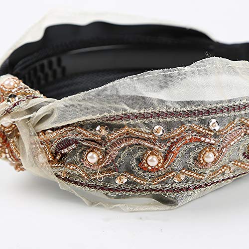 Knot Headbands for Women Fashion Lace Studded Embellished Head Band Design Elegant Wedding Wide Hairbands For Adult Girl