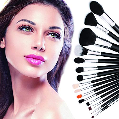 Alayna professional makeup brush kit- 15 brushes. Soft bristles. Makeup brushes for powder, contour, blush, concealer…