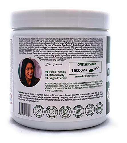 Organic Doctor’s Shake by Dr. Farrah World Renown Medical Doctor | World Class Organic Green Superfood Formula…