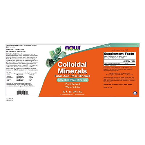 NOW Supplements, Colloidal Minerals Liquid, Plant Derived, Essential Trace Minerals, 32-Ounce