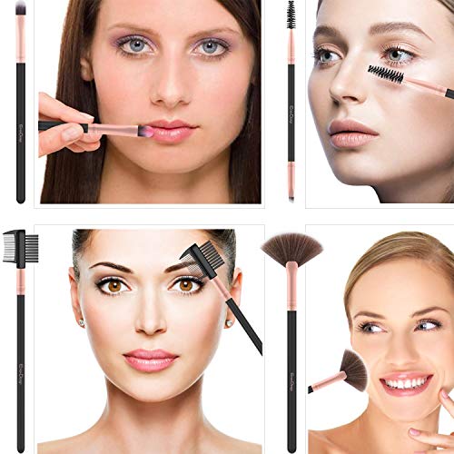 EmaxDesign Makeup Brushes 17 Pieces Premium Synthetic Foundation Brush Powder Blending Blush Concealer Eye Face Liquid…