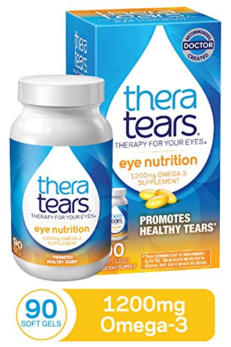 TheraTears 1200mg Omega 3 Supplement for Eye Nutrition, Organic Flaxseed Triglyceride Fish Oil and Vitamin E, 90 Count