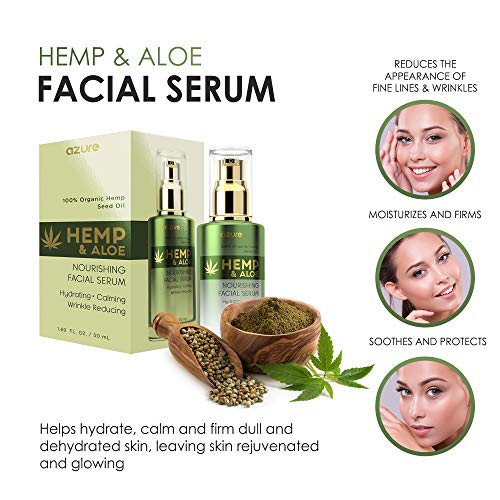 AZURE Hemp & Aloe Nourishing Facial Serum – Moisturizing, Calming & Revitalizing | Reduces Wrinkles, Fine Lines…