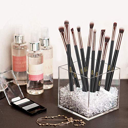 MSQ Eye Makeup Brushes 12pcs Eyeshadow Brushes Rose Gold Makeup Brushes Set with Soft Synthetic Hairs & Real Wood Handle…